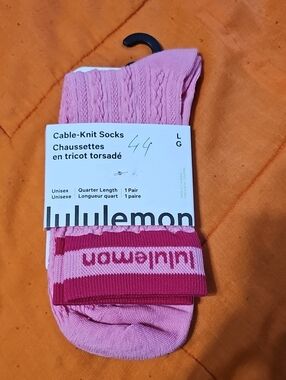 Lululemon Cable- Knit Socks!! Quarter Length, 1 Pair! Sz Large, Nwts!!!